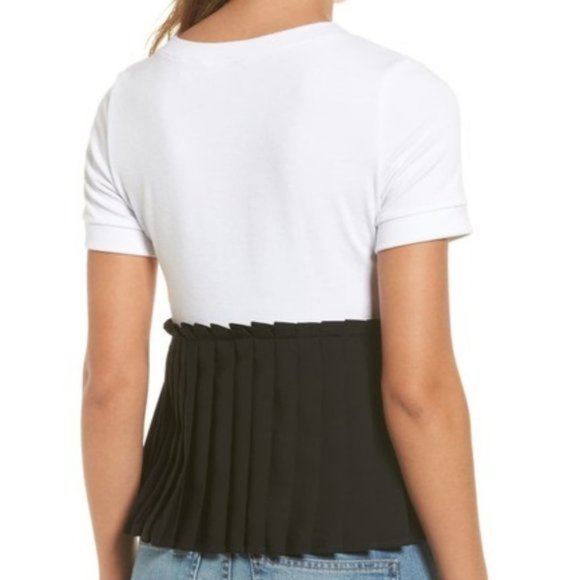 New Halogen Pleated Peplum Hem Color Block Short Sleeve Top Petite Size Small - Picture 4 of 16